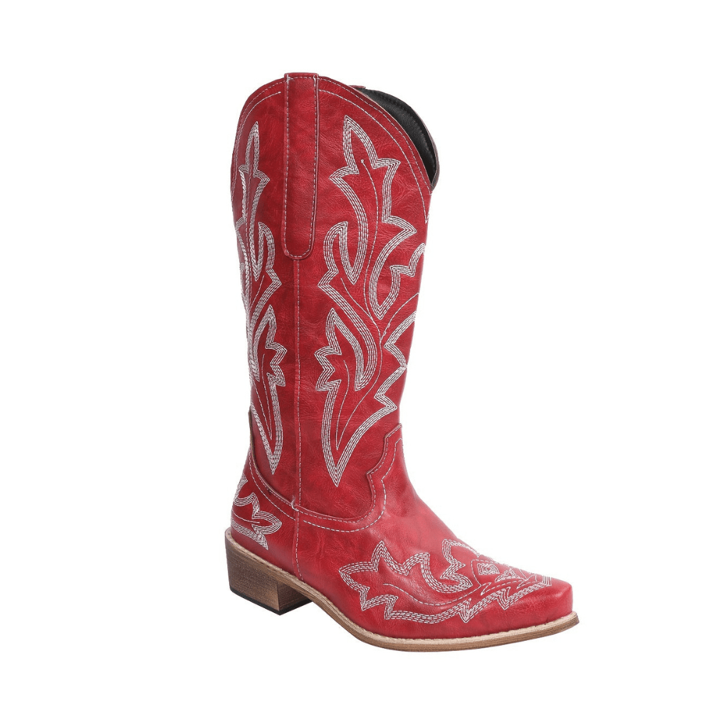 Alizée – Santiags brodées en cuir lisse