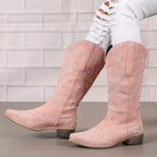 Alizée – Santiags brodées en cuir lisse