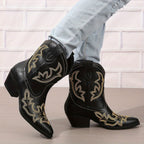 Clara – Santiags courtes brodées cuir