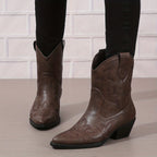 Clara – Santiags courtes brodées cuir