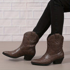 Clara – Santiags courtes brodées cuir