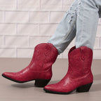 Clara – Santiags courtes brodées cuir