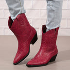 Clara – Santiags courtes brodées cuir