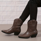 Clara – Santiags courtes brodées cuir