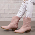 Clara – Santiags courtes brodées cuir