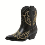 Clara – Santiags courtes brodées cuir