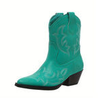 Clara – Santiags courtes brodées cuir