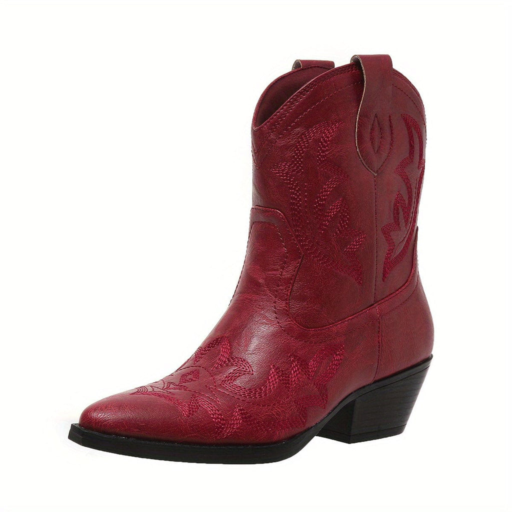 Clara – Santiags courtes brodées cuir