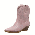 Clara – Santiags courtes brodées cuir