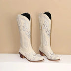 Clarisse – Santiags hautes brodées en cuir