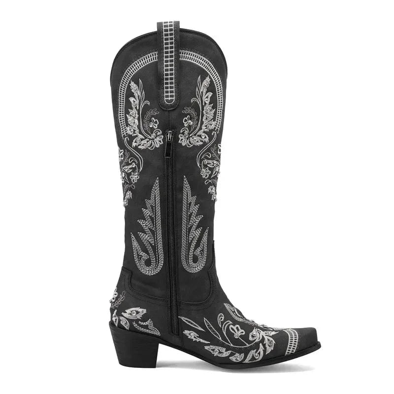 Clarisse – Santiags hautes brodées en cuir