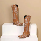 Clarisse – Santiags hautes brodées en cuir