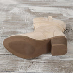 Élina – Santiags à tige plissée en cuir suédé