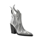 Élisa – Bottines en cuir ornées de strass flamme