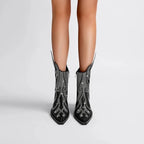 Élisa – Bottines en cuir ornées de strass flamme