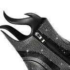 Élisa – Bottines en cuir ornées de strass flamme