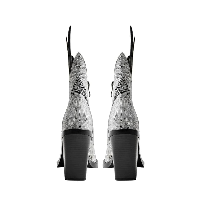 Élisa – Bottines en cuir ornées de strass flamme