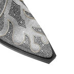 Élisa – Bottines en cuir ornées de strass flamme