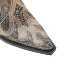 Élisa – Bottines en cuir ornées de strass flamme