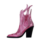 Élisa – Bottines en cuir ornées de strass flamme