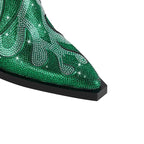 Élisa – Bottines en cuir ornées de strass flamme