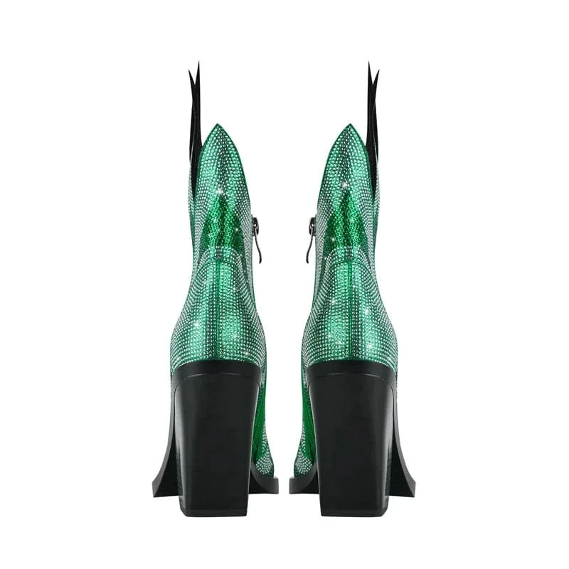 Élisa – Bottines en cuir ornées de strass flamme