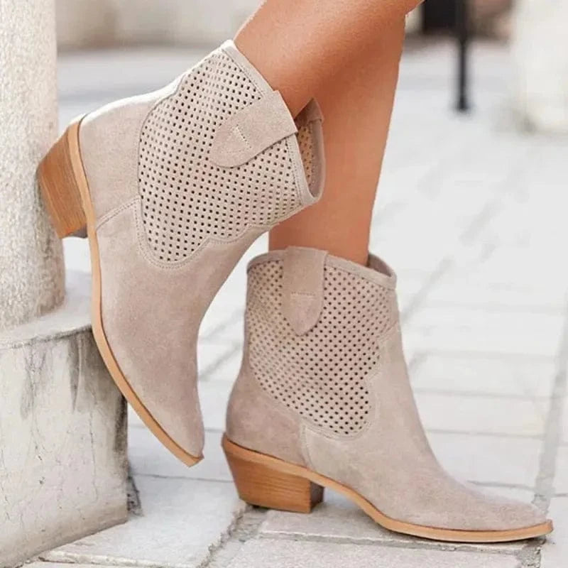 Élodie – Santiag basse ajourées en daim