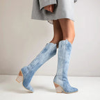 Élora – Santiags hautes en cuir irisé bicolore