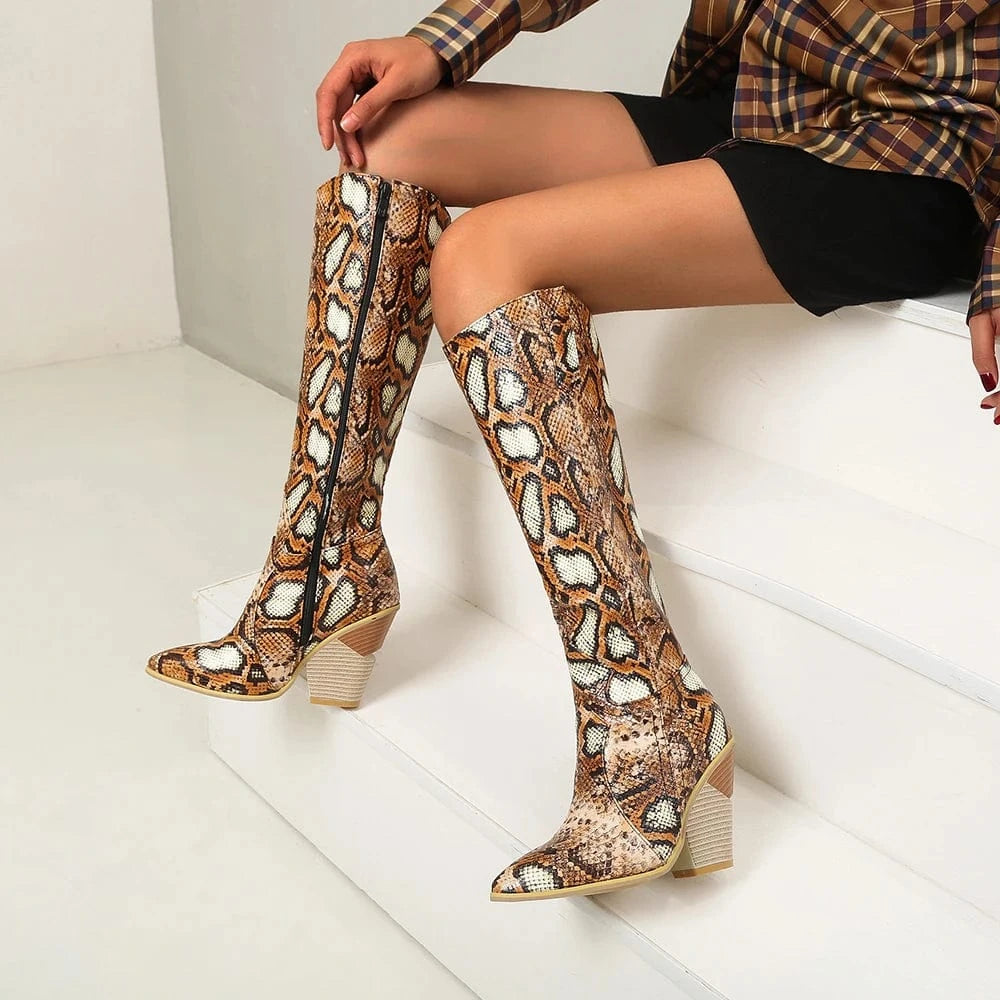 Élora – Santiags hautes en cuir irisé bicolore