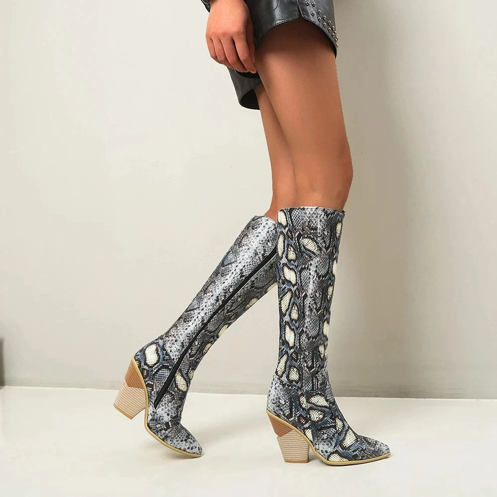 Élora – Santiags hautes en cuir irisé bicolore