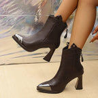 Émilie – Bottines bout pointu et fermeture zippée, cuir lisse