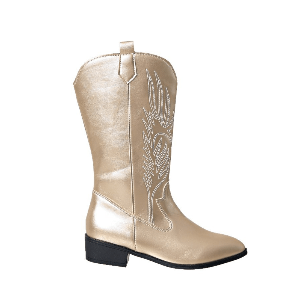 Gaïa – Santiags mi-hautes à broderies contrastées en cuir