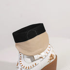 Isaline – Santiags compensées brodées, en daim suédé