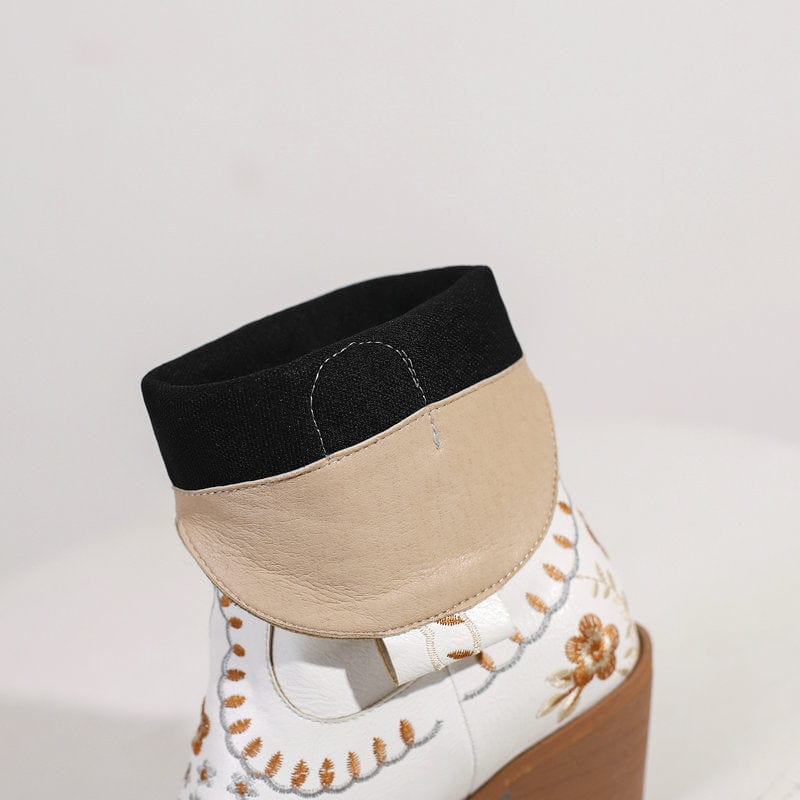 Isaline – Santiags compensées brodées, en daim suédé