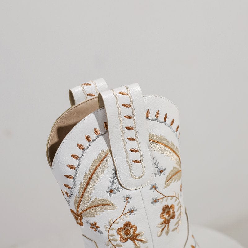 Isaline – Santiags compensées brodées, en daim suédé