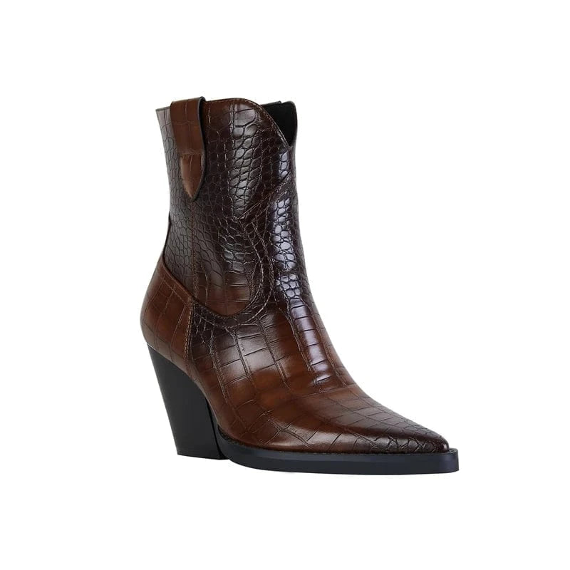 Iséa – Santiags basses en cuir microfibre lisse