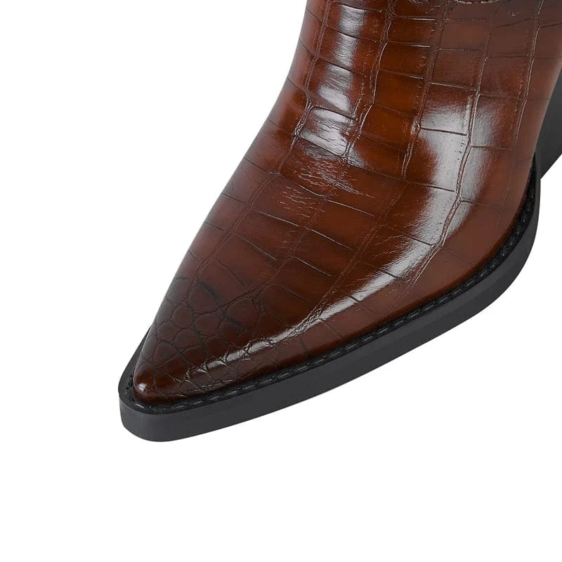 Iséa – Santiags basses en cuir microfibre lisse