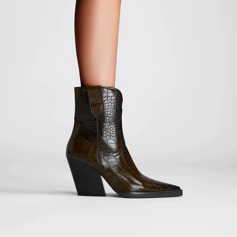 Iséa – Santiags basses en cuir microfibre lisse