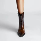 Iséa – Santiags basses en cuir microfibre lisse