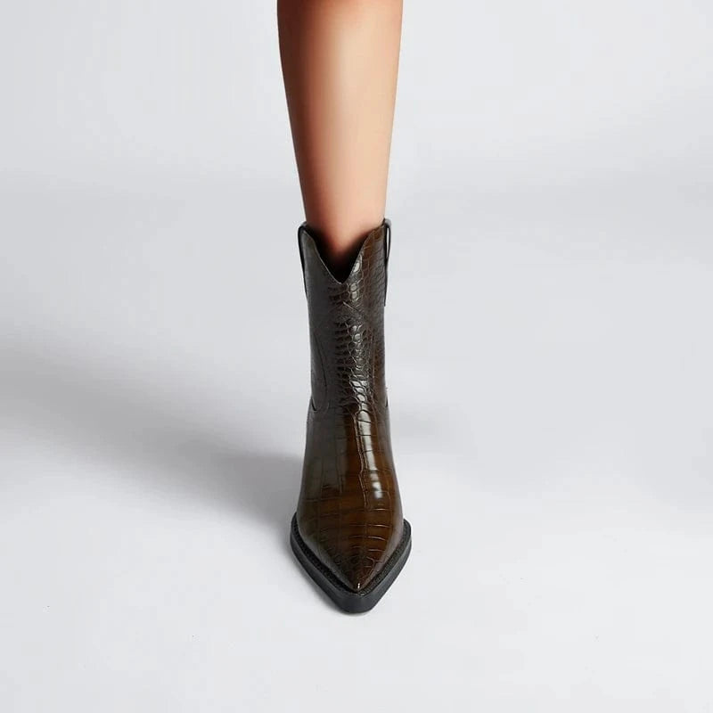 Iséa – Santiags basses en cuir microfibre lisse