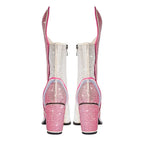 Léana – Bottines mi-mollet argentées à strass effet scintillant