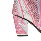 Léana – Bottines mi-mollet argentées à strass effet scintillant