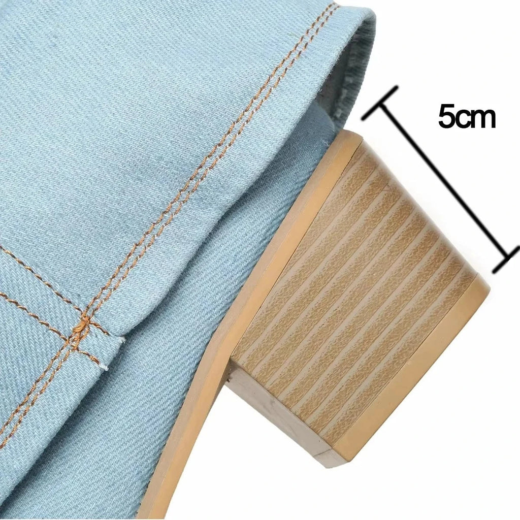 Léana – Santiags hautes plissées en denim bleu