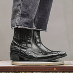 Léonie – Santiags basses en cuir bicolore broderies western