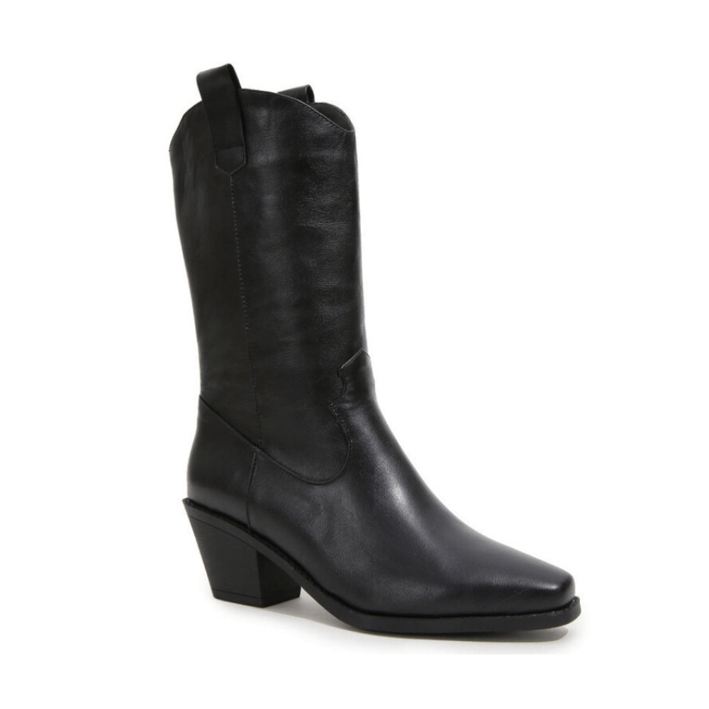 Léonie – Santiags hautes en cuir lisse