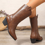 Léonie – Santiags hautes en cuir lisse