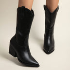 Léonie – Santiags hautes en cuir lisse