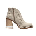 Lola – Santiags basses brodées en cuir lisse, zip latéral