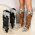 Louis – Santiags hautes effet cuir et python, style western chic