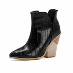 Louna – Bottines bleu effet croco, cuir verni souple